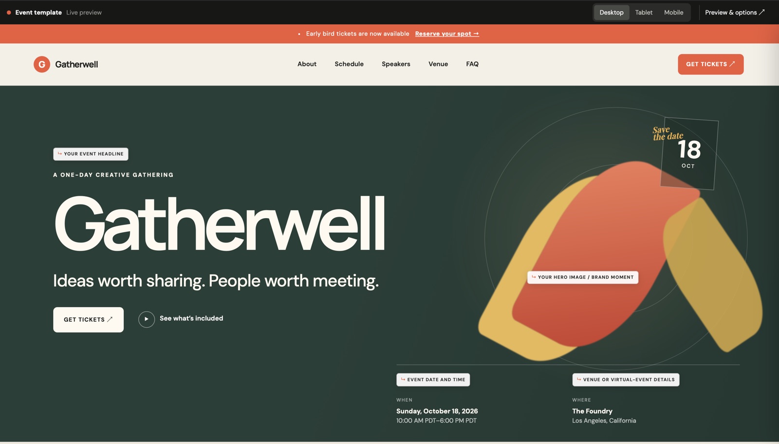 Event Business Website template preview